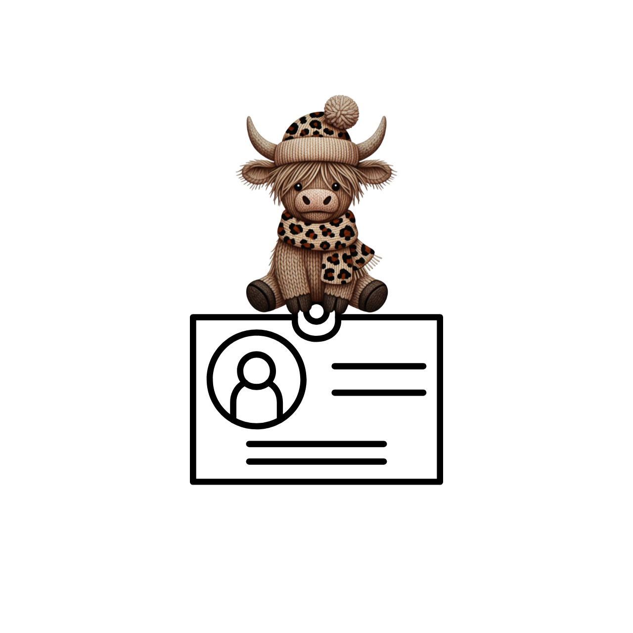 MINI COW IN LEOPARD PHONE GRIP OR ID BADGE HOLDER