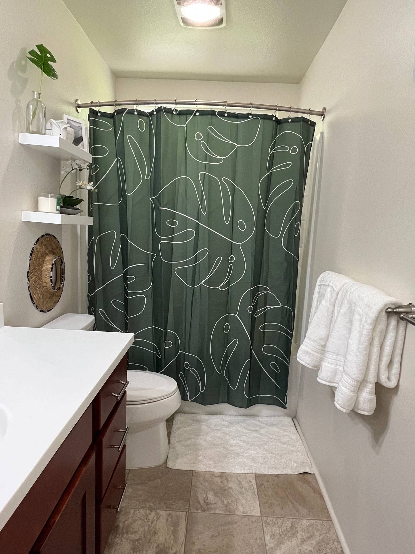 MONSTERA SHOWER CURTAIN (COMES IN FOUR COLORS)