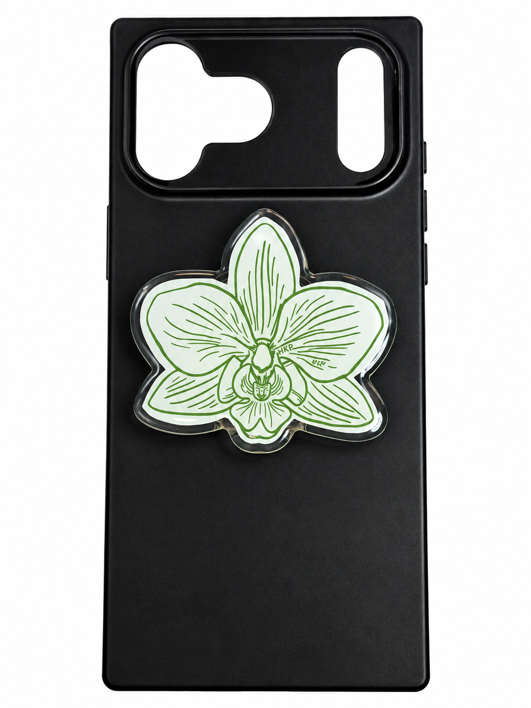 ORCHID FLOWER PHONE GRIPS OR ID BADGE HOLDER