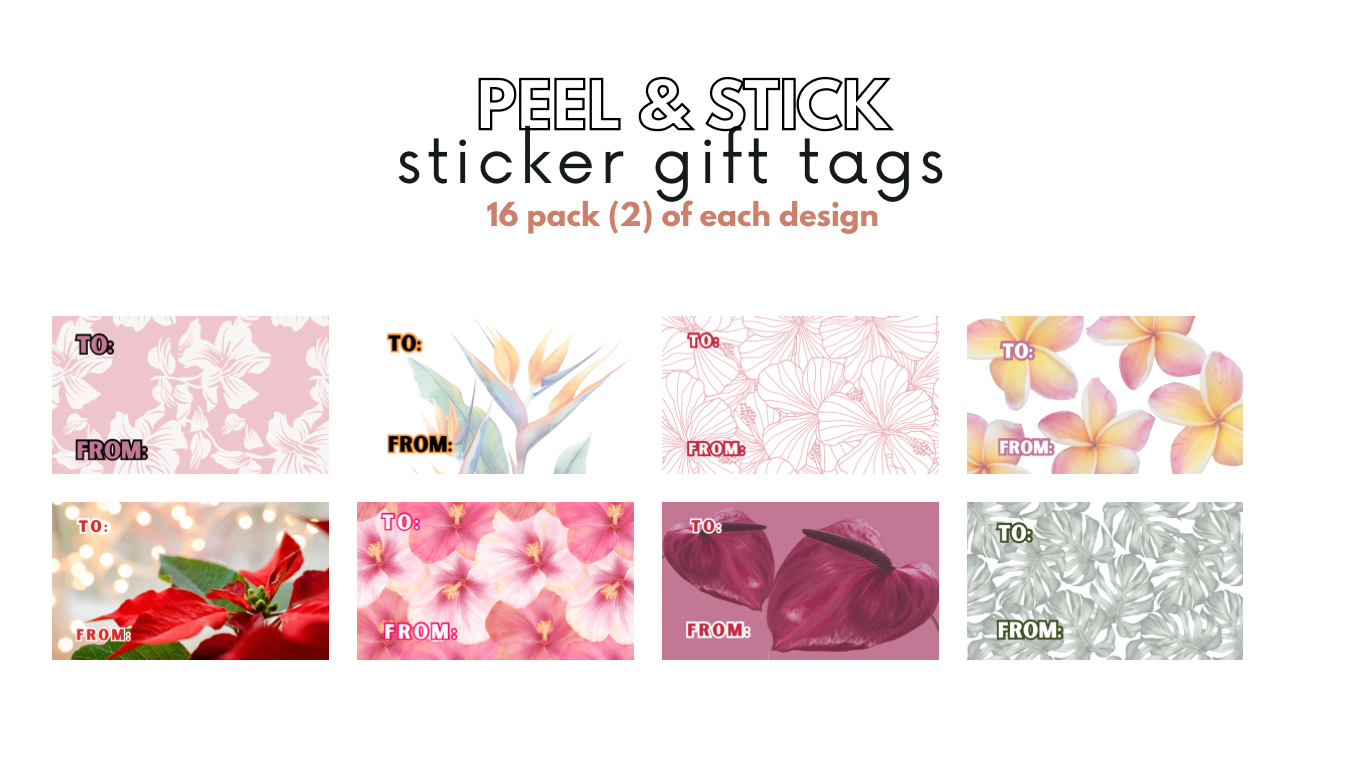 HAWAII KINE PEEL & STICK GIFT TAGS ( 16) PACK