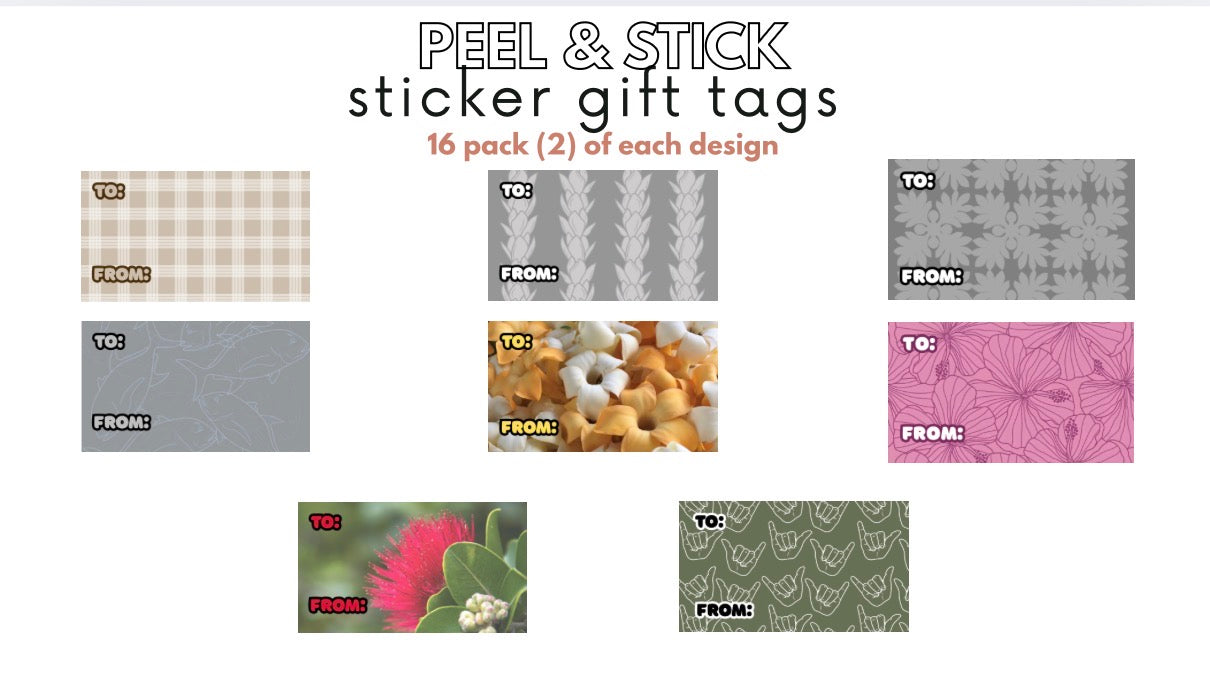 HAWAII KINE PEEL & STICK GIFT TAGS ( 16) PACK