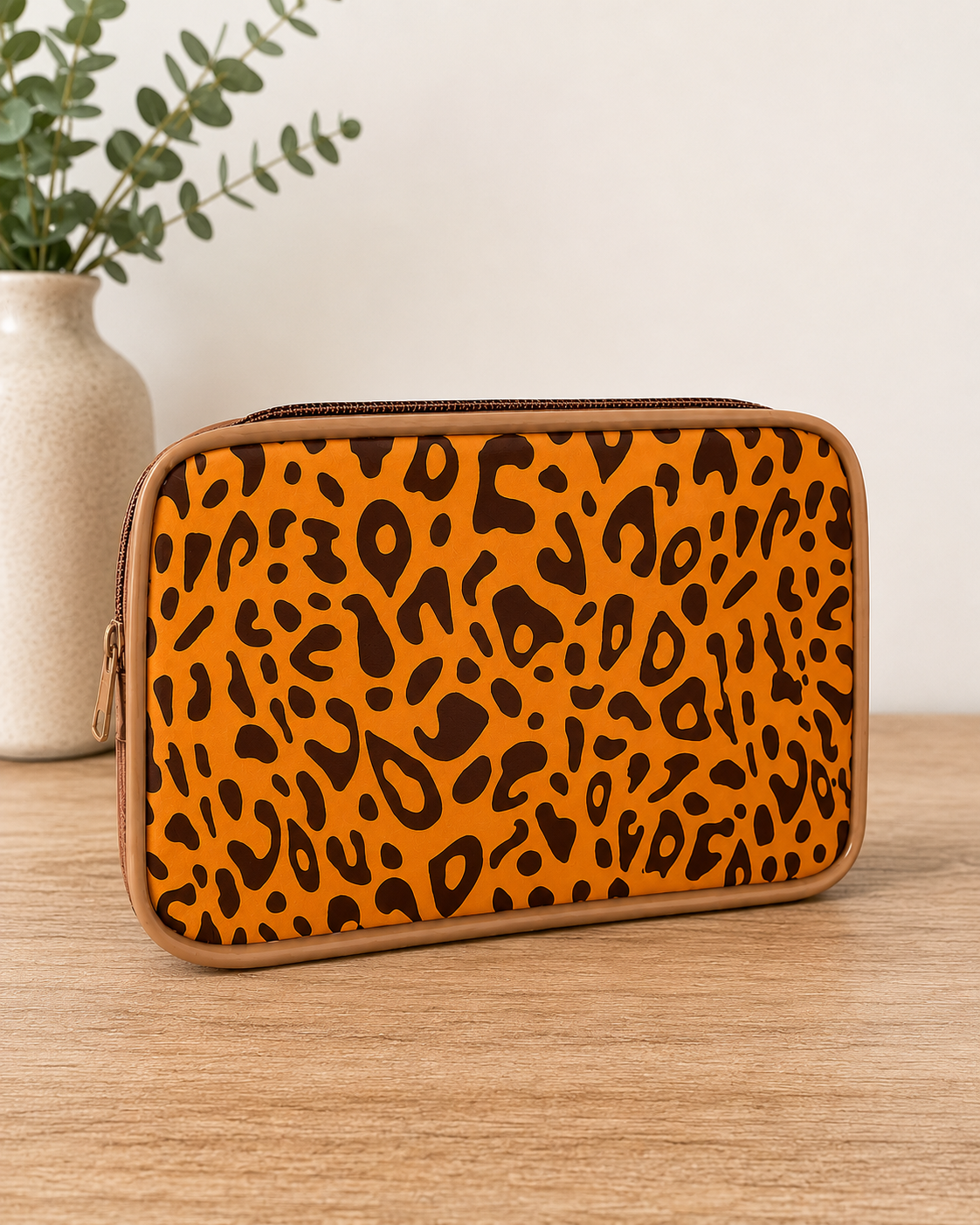 TRANSPARENT ANIMAL PRINT ZIPPER POUCH BAG