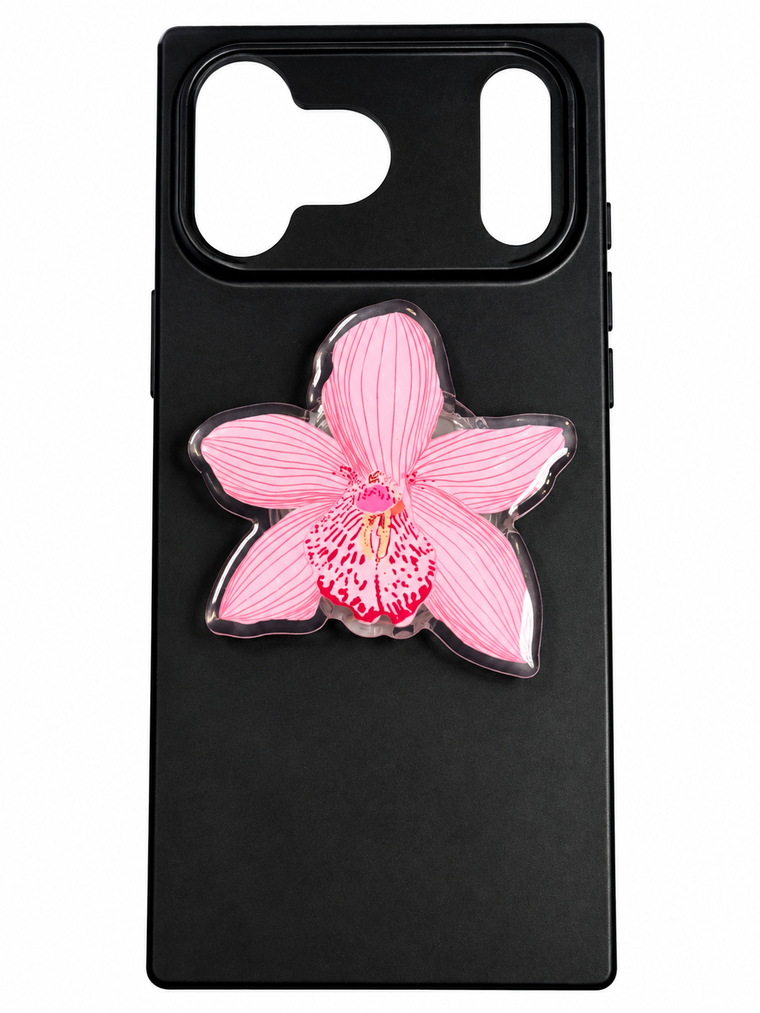 ORCHID FLOWER PHONE GRIPS OR ID BADGE HOLDER