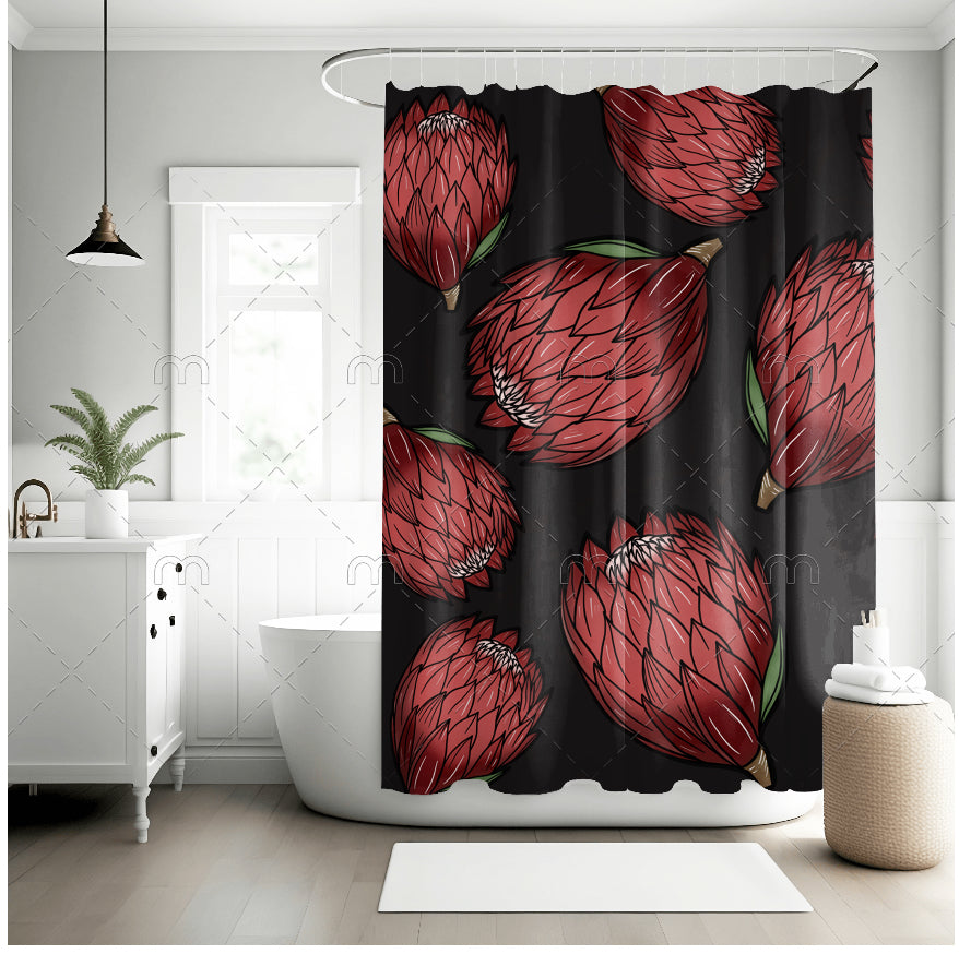 PROTEA FLOWER SHOWER CURTAIN ( COMES IN TWO BACKGROUNDS)