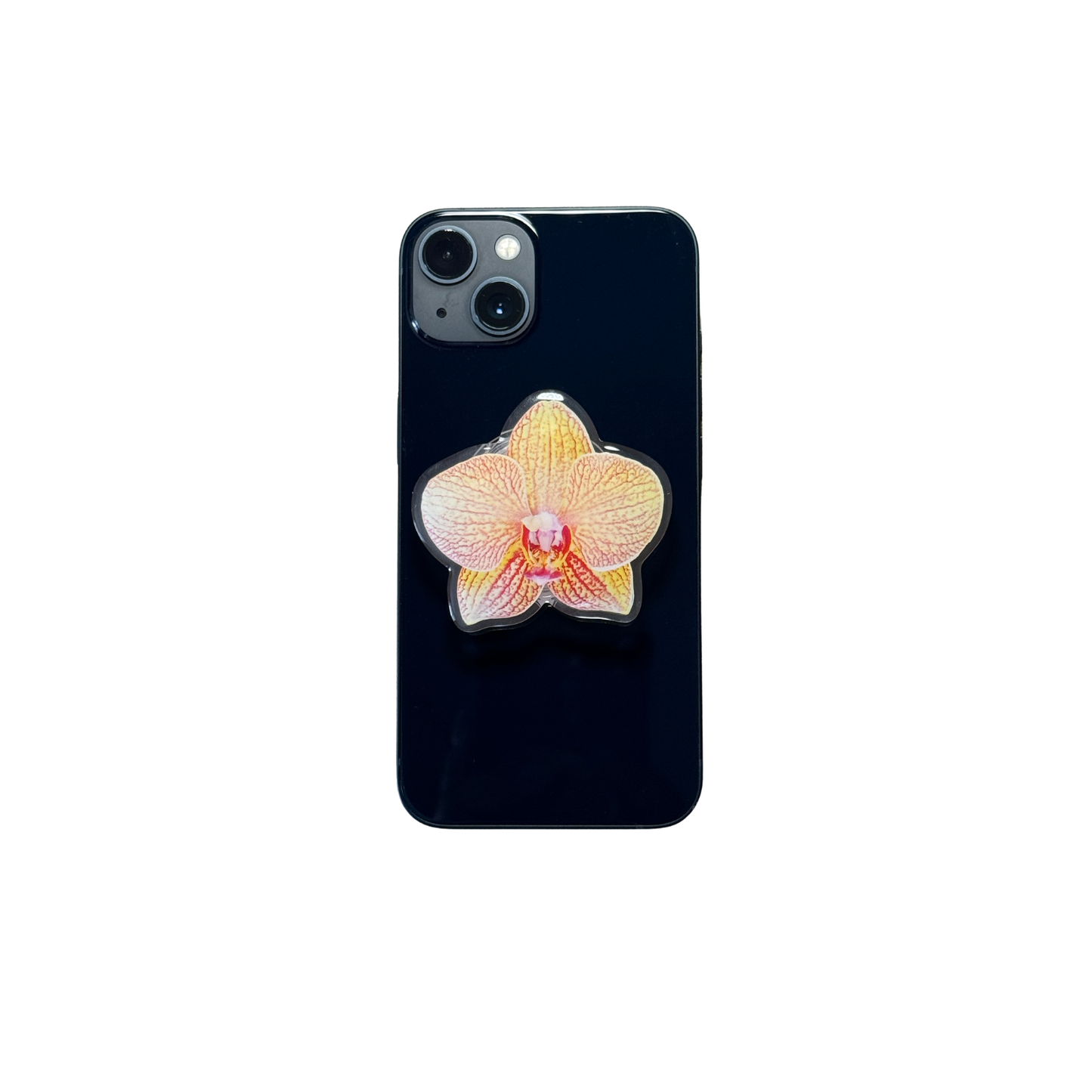 ORCHID FLOWER PHONE GRIPS OR ID BADGE HOLDER