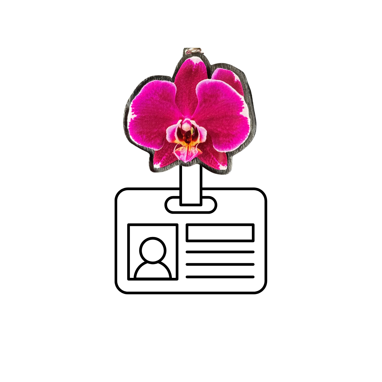 ORCHID FLOWER PHONE GRIPS OR ID BADGE HOLDER