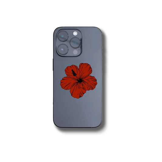 RED HIBISCUS PHONE GRIP ADHESIVE OR MAGNETIC